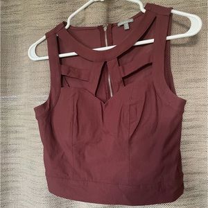 Charlotte Russe Maroon Going-Out Shirt (size S)